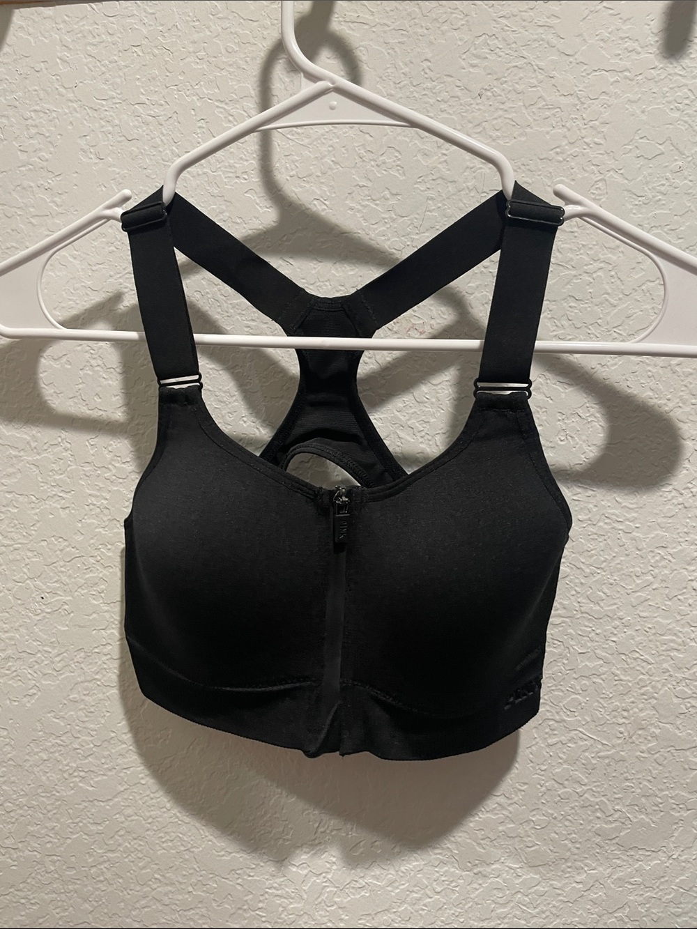 Victoria's Secret Black Front-Zip High Support Sports Bra